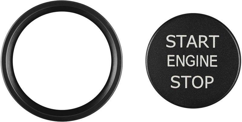 Lyxheth Car Push Start Button Cover, Engine Start Cover, Cool Aluminum Engines Starts Buttons Covers with Metal Ring for Cars Decorations, Car Engine Start Button Decal Accessory for Audi A4 (Black) - Image 1